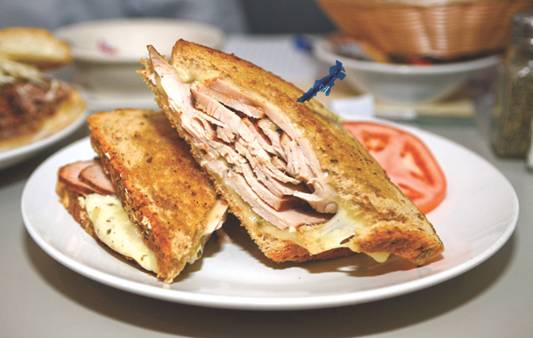 The “Down the Stretch Turkey” sandwich at Saadeys Place.