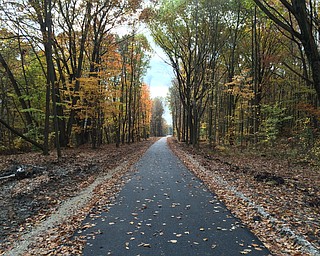 Ed Runyan-.These two photos, taken with my iphone, are from Oct. 20. The depict  .two sections of the new Paul E. Heltezel segment of the Western  .Reserve Greenway, named after former Trumbull County Commissioner  .Paul Heltzel, who died in June.