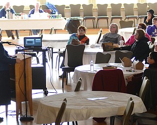 Katie Rickman | The Vindicator.Sister Mary McCormick speaks during a seminar about the history of the Ursuline Sisters at the Tyler History Center in Youngstown on Thursday, Nov. 20, 2014.