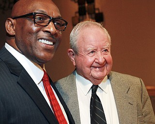 William D Lewis The Vindicator  Ray Griffin, left, and Jerry Hanlon at The Game event in Warren 11-20-14.