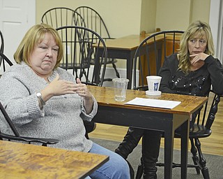 Katie Rickman | The Vindicator.Becky Nelis owner of Pathways of Ohio Counseling (on left) speaks about the effect that the construction on 224 had on local businesses, Andrea Naples, Co-Owner of Special Touch hair salon sits to her right on Thursday, Nov. 20, 2014.