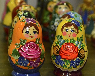 Katie Rickman | The Vindicator.Handcrafted Matreshka dolls (also known as nesting dolls) that are being sold by nuns visiting from Eastern Europe at Our Lady of Sorrows Parish in Youngstown on Tuesday, Nov. 25, 2014.
