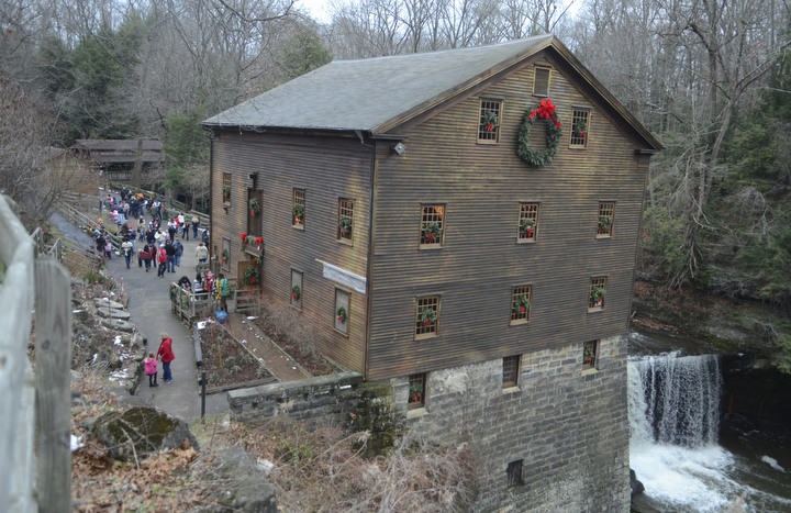 Katie Rickman | The Vindicator.Lanterman's Mill at Mill Creek Park during the Olde Fashioned Christmas on Saturday, Nov. 29, 2014.