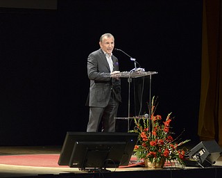 Katie Rickman | The Vindicator.Ray "Boom Boom" Mancini speaks about his friendship with Jim Traficant Jr. during the tribute for Traficant at the Deyore Performing Arts Center on Sunday, Nov. 2014 Youngstown, Ohio.