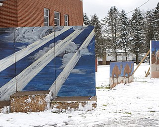 Hand painted sets are on display for people to view during the drive through nativity set at the Kings Chapel United Methodist Church in New Castle, Pa on Friday morning.  Dustin Livesay  |  The Vindicator    11/28/14  New Castle Pa