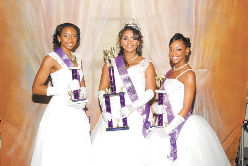 SPECIAL TO THE VINDICATOR: Lyric Harden, center, a Liberty High School student, was crowned Miss Cinderella 2014 during the 59th annual Cinderella Ball at Mr. Anthony’s Banquet Center in November. Jasmyne Bolling, at right, of Canfield High School, is the first attendant, and Alexandra Carnathan, at left, of Ursuline High School, is the second attendant.