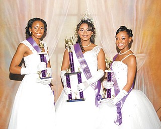 SPECIAL TO THE VINDICATOR: Lyric Harden, center, a Liberty High School student, was crowned Miss Cinderella 2014 during the 59th annual Cinderella Ball at Mr. Anthony’s Banquet Center in November. Jasmyne Bolling, at right, of Canfield High School, is the first attendant, and Alexandra Carnathan, at left, of Ursuline High School, is the second attendant.