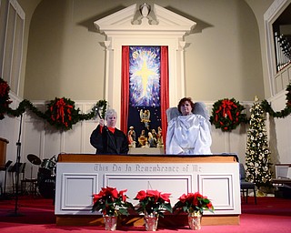 Director of Religious Education Susan Stoddart, left, and church secretary member Aleta Hostetler, right, will take part in Journey to Bethlehem at Central Christian Church in Warren.