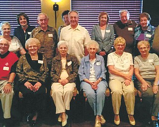 East High School classes of January and June 1950 marked their 64th anniversary Sept. 21 at Johnny’s Restaurant in Boardman. January class members attending were, front from left, Rocco Fumi, Helen Williot DiTullio, Clara Pascale, Carmel Colaizzi, Virginia Davis Lundgren and Mary Bellino Pollifrone and back from left, Vivian Corso Cormell, Florence Saadey Vitullo, John DiRienzo, Louise Angelillo Ritter, Mike Butch, Shirley Wilkes Morvay, John Iarussi, Anita Fumi Marsco and Joe Jeswald. 