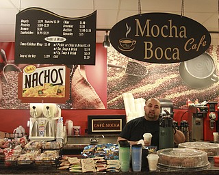 William D Lewis the Vindicator  Ehab Traish, co owner of Mocha Boca Cafe in 20 Federal Place prepares coffee.