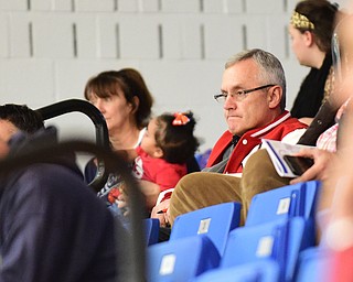 POLAND, OHIO - DECEMBER 13, 2014: YSU president Jim Tressel watches a game between Fitch and Girard Saturday afternoon at Poland High School. (Photo by David Dermer/Youngstown Vindicator)