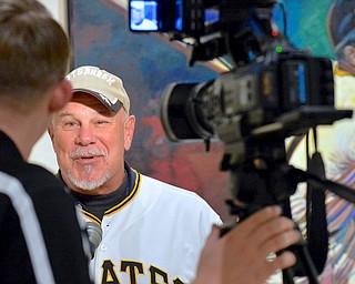 Jeff Lange | The Vindicator  Ray Searage, pitching coach for the Pittsburgh Pirates, speaks to the press at the Butler Art Museum, Thursday morning.