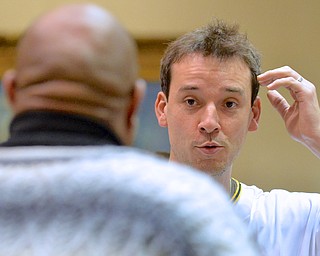 Jeff Lange | The Vindicator  Charlie Morton of the Pittsburgh Pirates scratches his head as he answers a question, Wednesday morning at the Butler Art Museum in Youngstown.