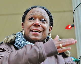 Jeff Lange | The Vindicator  Moneki Huff of Warren delivers her speech about the problems with today's youth and how to correct the problems, Saturday in front of the Warren courthouse.