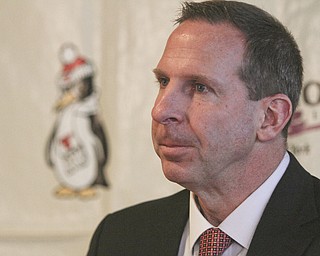        ROBERT K. YOSAY  | THE VINDICATOR..Youngstown State University's new head football coach Bo Pelini is addressing the media this morning Ð his first day on the job. - This was in the Presidents Loge at the Stambaugh Stadium..-30-