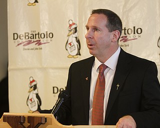        ROBERT K. YOSAY  | THE VINDICATOR..Youngstown State University's new head football coach Bo Pelini is addressing the media this morning Ð his first day on the job. - This was in the Presidents Loge at the Stambaugh Stadium..-30-