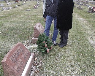        ROBERT K. YOSAY  | THE VINDICATOR..Edvin J Lind and his wife Ann of Poland - put christmas wreath on his family plot in Tod Homestead Cemetery ...-30-