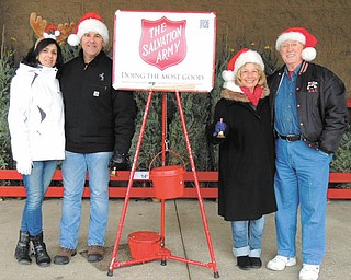 SPECIAL TO THE VINDICATOR
Several Trumbull County Republicans volunteered to ring the bell for the Salvation Army on Dec. 13 at Sam’s Club in Niles. Above are some of the volunteers, Audrey and J.D. Williams, left, Kathi Creek and Bob Tucker.