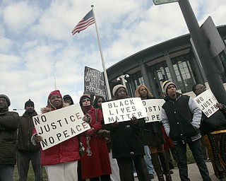        ROBERT K. YOSAY  | THE VINDICATOR..A peace march took place protesting police actions in cases surrounding the deaths of Michael Brown, Michael Garner, Tamir Rice, and others across the country from the Federal Courthouse on Commerce and WIck to City Hall to Mahoning County Courthouse .