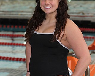 Boardman High School swimmer Brooke Bailey poses for a picture during practice on Monday morning at the Youngstown State University Beeghly Center natatorium.  Dustin Livesay  |  The Vindicator  12/22/14  Youngstown State University.