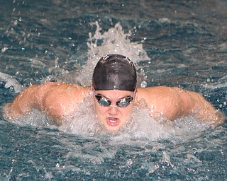 Boardman High School swimmer Brooke Bailey practice the butterfly during practice on Monday morning at the Youngstown State University Beeghly Center natatorium.  Dustin Livesay  |  The Vindicator  12/22/14  Youngstown State University.