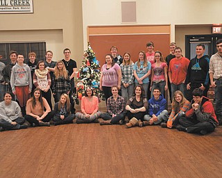 SPECIAL TO THE VINDICATOR — A line dance and square dance took place recently at the Mill Creek MetroParks Farm to welcome 2015 members of the Mahoning County Junior Fair Board. Members donated hats and mittens to needy children. The donations were hung on the Christmas tree. 