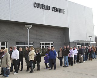 william D. Lewis the vindicator a large crowd ques up outside the covelli Centre Friday afternoon for a performance by the Trans Siberian Orchestra. the popular entertainment event also gave an evening performance.