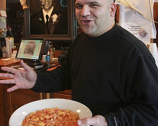 William D. Lewis The Vindicator Joe Cassesse, GM of MVR with an order of Tressel Tortellini, one of the eartery's favorite dishes named after YSU Pres. Jim Tressel.