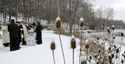 William D. Lewis The Vindicator  annual Orthodox Blessing of the Water at Mill Creek Park  Tuesday 1-6-15.