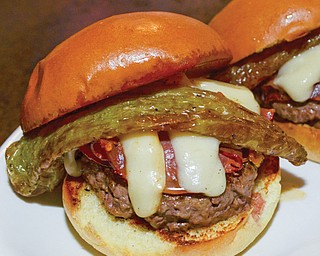 The Italian Burger from V2 is one of the specialty burgers offered occasionally, it features capicola cheese, aged provolone cheese, and fried hungarian papers
