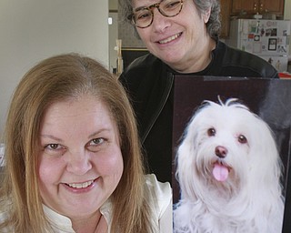 William D. Lewis the vindictor Joni Vernars, left, and Lisa Nassief with a photo Vernars former pet and therapy dog Sasha.