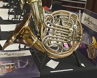 Katie Rickman | The Vindicator.A horn from Motters Music on display during the 3rd Annual YSU Horn Workshop on Sunday, Jan. 11, 2015.