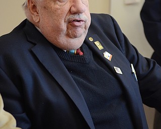 Katie Rickman | The Vindicator.Richard Houp Department Sergeant-At-Arms with the American Legion discusses an upcoming student trip to Washington, DC with Jack Bajerski, a South Range High School student who will apart of the trip in March on Thursday, Jan. 23, 2015 at South Range High School.