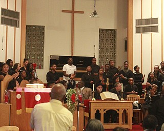 William D Lewis the Vindicator Combined Youth choir sings during MLK jr Community Worship service at Tabernacle Baptist 1-18-15.