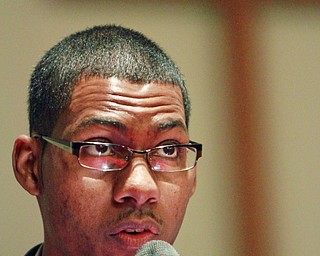 William D. Lewis The Vindicator  Rev Todd Johnson, Agape Assembly Church Warren speaks during MLK jr Community Worship service at Tabernacle Baptist 1-18-15.