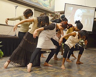 Katie Rickman | The Vindicator.Students of the CPA Dancers from Chaney High School dance to “Grandma’s Hands” before Dr. Connie Hathorn spoke at the 2015 State of the District Address at Our Lady of Mount Carmel Church on Thursday, Jan. 22, 2015.
