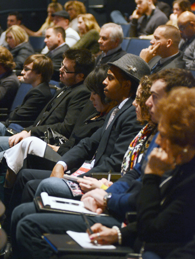 Katie Rickman | The Vindicator.Attendees of TEDx listen to speakers during the second session at Ford Theatre in Bliss Hall at Youngstown State University on Friday, January 23, 2015.