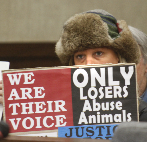        ROBERT K. YOSAY  | THE VINDICATOR.. Megan Perencevic  of youngstown ---Jason Cooke organized a rally for the dog who was left to starve to death in Campbell, to take place at the Campbell Municipal Courthouse. Cooke did not know the dogs name or if it was a boy or girl, so he called it Charlie. The rally is called ÒJustice For CharlieÓ and it is meant to bring attention not only to this case, but to all cases of animal abuse and neglect. .-30-