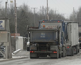        ROBERT K. YOSAY  | THE VINDICATOR..Carbon Limestone Landfill as trucks wait to be weighed and to check for radiation ..-30-
