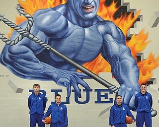 Three years ago, Lisbon basketball coach Chris Huckshold saw the Blue Devils’ future for the next four years in four talented freshman: from left, Avery Andric and Josh Liberati (front) and Austin Rutecki and Josh Craig (back). Now juniors, the quartet are earning their third varsity letters with the team they’ve helped take to 13-5 and 10-2 in the ITCL Tier One, good for second place.
