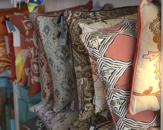 Katie Rickman | The Vindicator.Pillows on display at Burke Decor in Boardman on Friday, Jan. 30, 2015. The store offered various styles of signature home furnishing pieces on Friday, Jan. 30, 2015.
