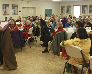 William D. Lewis The Vindicator Dr. Mustansir Mir, YSU professor of Philosphy and Religious Studies speaks during 69th annual Interfaith Tea held Tuesday 2-3-15 at the Islamic Society of Greater Youngstown's mosque.