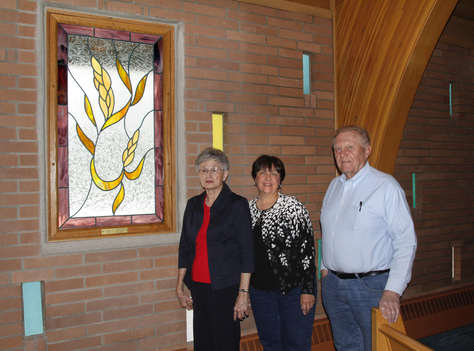        ROBERT K. YOSAY  | THE VINDICATOR.. stained glass windows.Grace Lutheran Church, 1 and one of two stained glass windows..  Patricia Lippiatt Pamela Copp and Richard Eberth..