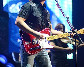 Katie Rickman | The Vindicator.Brad Paisley performs at a packed out show at The Covelli Centre on Friday, Feb. 6, 2015. Many country music fans screamed as he made his way to the stage.