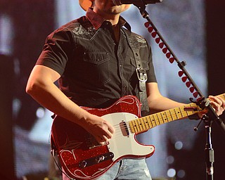 Katie Rickman | The Vindicator.Brad Paisley performs at a packed out show at The Covelli Centre on Friday, Feb. 6, 2015. Many country music fans screamed as he made his way to the stage.