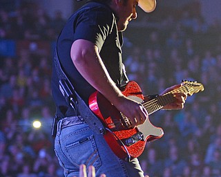 Katie Rickman | The Vindicator.Fans reach out as Brad Paisley makes his way down a walkway in the center of the stage at the Covelli Centre on Feb. 6, 2015.