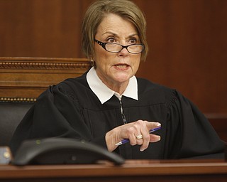        ROBERT K. YOSAY  | THE VINDICATOR..Judge Carol Ann Robb, (far right) whose six year term on the appeals court began Monday, and Judges Mary DeGenaro ( and Cheryl L. Waite heard the case of a man appealing his conviction for threatening domestic violence.