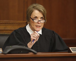        ROBERT K. YOSAY  | THE VINDICATOR..Judge Carol Ann Robb, (far right) whose six year term on the appeals court began Monday, and Judges Mary DeGenaro ( and Cheryl L. Waite heard the case of a man appealing his conviction for threatening domestic violence.
