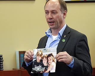        ROBERT K. YOSAY  | THE VINDICATOR..NO ONE EATS ALONE - as Mark Barden SHP(Sandy Hook Promise)  Advocacy Director and Father of Daniel - killed at Sandy Hook- and Paula Fynboh SHP Field director were at Mahoning County High School with  Judge Theresa Dellick