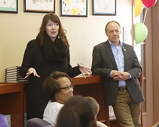        ROBERT K. YOSAY  | THE VINDICATOR..NO ONE EATS ALONE - as Mark Barden SHP(Sandy Hook Promise)  Advocacy Director and Father of Daniel - killed at Sandy Hook- and Paula Fynboh SHP Field director were at Mahoning County High School with  Judge Theresa Dellick